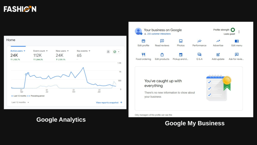 Google my business and google analytics results